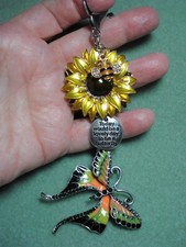 6" Drop Rhinestone Multicolor Butterfly, Sunflower Bee Purse Bag Charm Bling