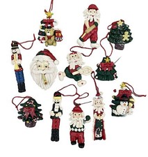 Lot 12 Vintage Polymer Clay Dough Christmas Ornaments, Assorted Styles