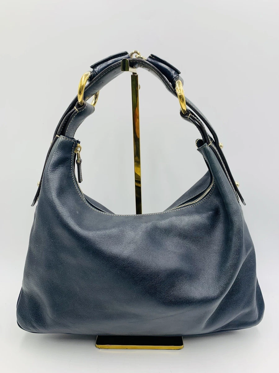 Authentic Gucci Navy Blue Medium Horsebit Hobo Bag Preloved Very Good Condition