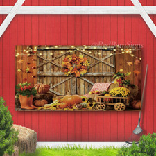 Thanksgiving Backdrop Autumn Pumpkin Barn Background Maple Leaves Supplies Photo