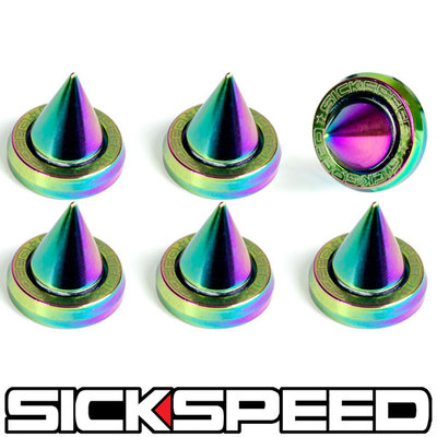 6 PC NEO CHROME WINDSCREEN FENDER WASHER BOLTS WITH SPIKES FOR