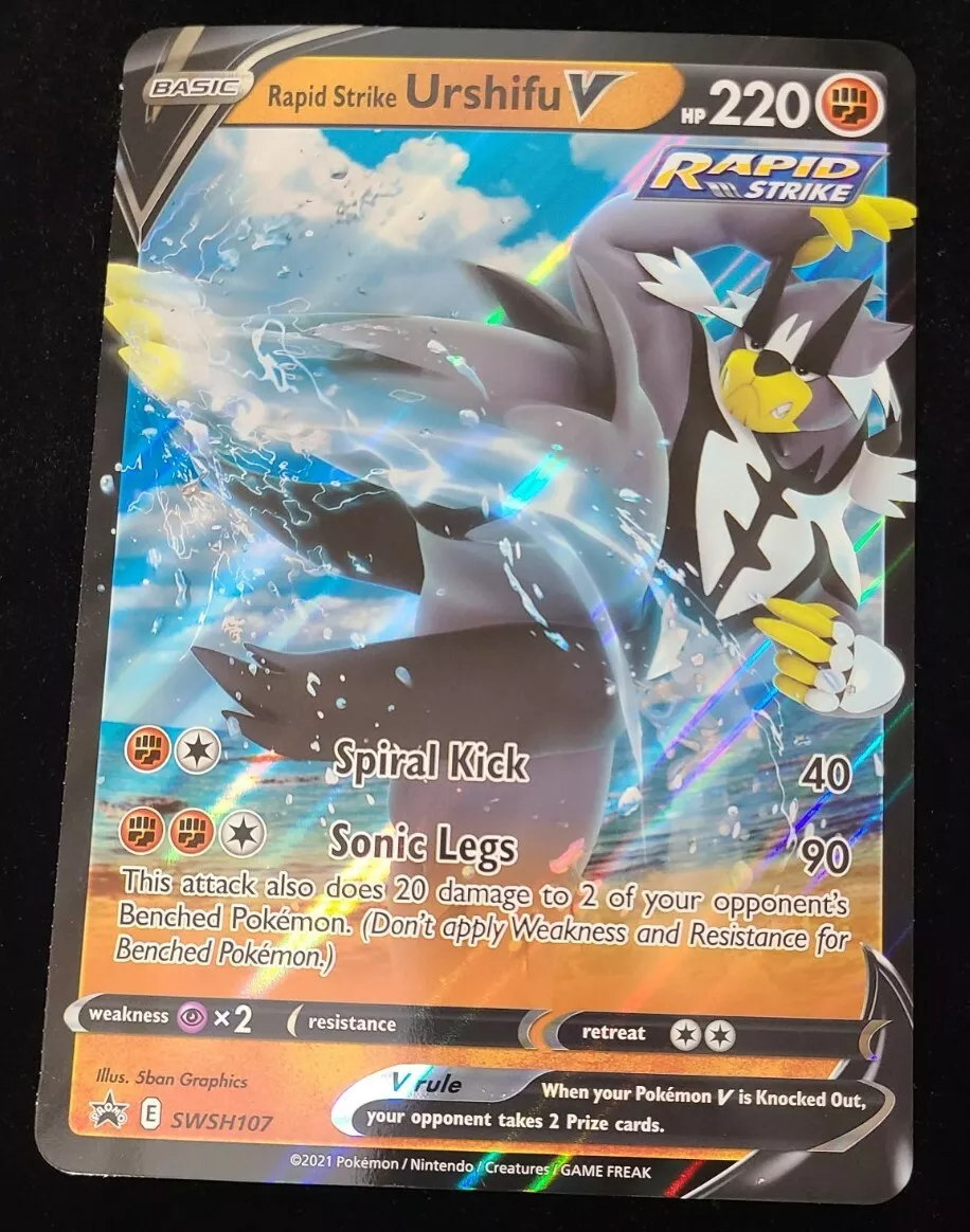 Game Freak Pokémon TCG Rapid Strike Urshifu V SWSH107 Jumbo Sword & Shield  Black Star Promo Ultra Rare NMM