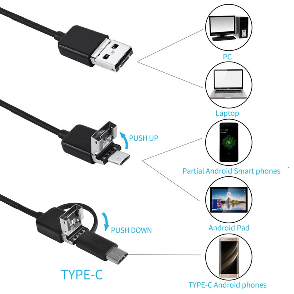 Waterproof HD Endoscope USB Type-C Borescope Snake Inspection Camera For Android - image 3 of 4