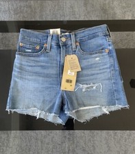 Levi  s High Rise Distressed Jean Shorts Medium Wash Denim Women  s Size 27