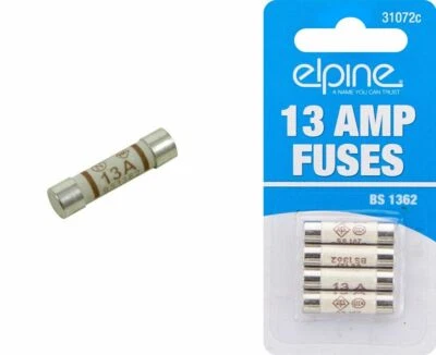 ELPINE 13 AMP FUSES HOUSEHOLD PLUG FUSES CARTRIDGE 4pack
