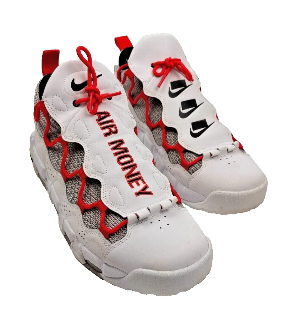 2018 Nike Air More Money White/Habanero Red/Atmosphere Grey Mesh Shoes Sz 10.5 2018 Nike Air More Money White/Habanero Red/Atmosphere Grey  main image 2