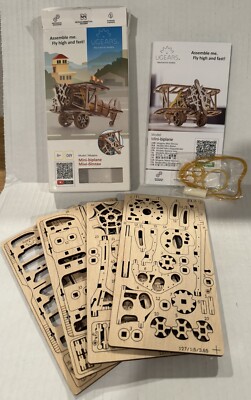 UGears Mechanical Models Mini-Biplane 1:85 Scale Self-assembly Pre-Cut Wood Pcs