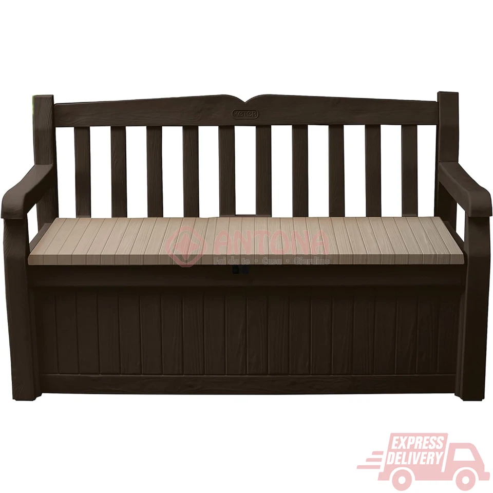 Cassapanca da giardino per esterno Eden Bench Marrone Seduta Beige 265 Lt - Immagine 3 di 4