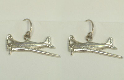 Cozzi Gioielli Sterling Silver 925 AIRPLANE Dangle Earrings Hook Aviation