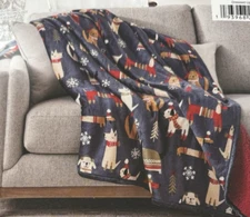 Dressed Up Dogs Velvet Plush Cozy Sherpa Fleece Throw 60 x 70 Makers Mark NWT