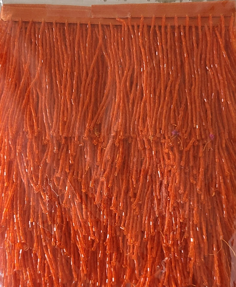 6-inch Bugle seed glass beaded fringe for lampshade or dress - Price per yard - Image 4 of 4