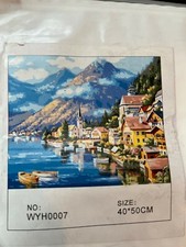 Painting by Numbers 40x50 CM 13.8" Sea Side Village Landscape Adults Beginners