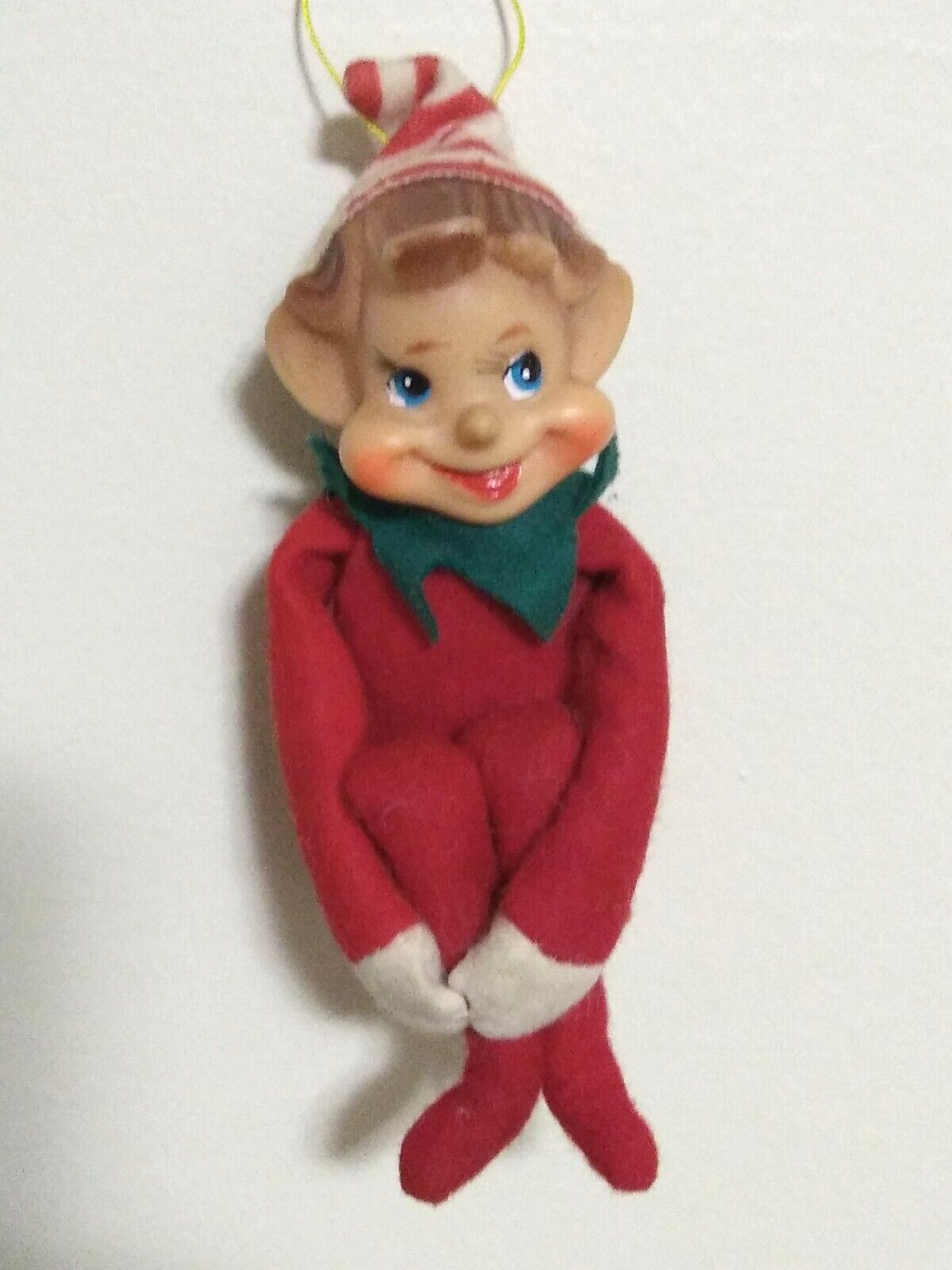 CAPPELLO VINTAGE CARINO 8 5" NATALE ROSSO FELTRO PIXIE KEEN HUGGER CANDY CANNA GIAPPONE