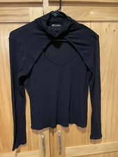 Venus Blk Ribbed Top Shirt Women’s Med EUC