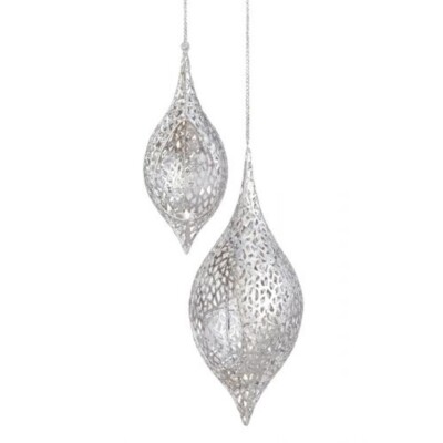 Gilde Windlicht Kerze Kerzenhänger Purley Metall silber 86cm