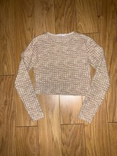 Stradivarius ladies M size 10 brown long sleeve crop top
