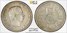 1932 Romania 100 LEI Paris Mint PCGS PR62  RARE Carol II