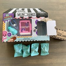 Disney Munchlings Mini Pink Refrigerator SERIES 1 w/Scented 4 Figures 7pc New