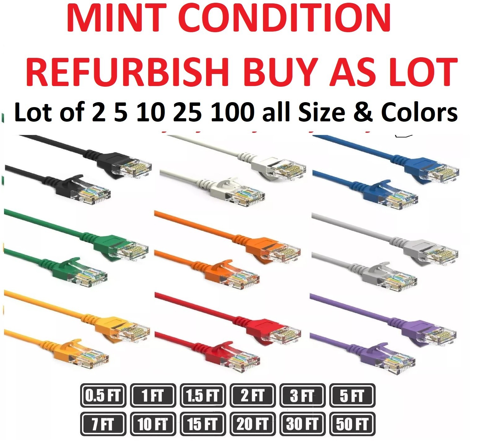 1ft to 50ft CAT6 Ethernet Cable RJ45 High-Speed Network Patch Cord Lot