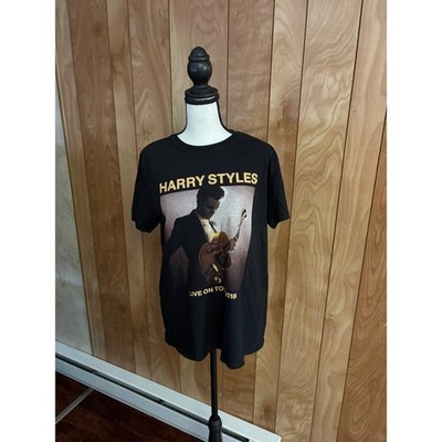 Harry Styles Live On Tour 2018 Concert Graphic T-Shirt Black Gold Women Medium