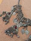 Vintage Handmade Kuchi Tribal BIB FESTOON HEAVY Ethnic Silver Carnelian Necklace — photo 4
