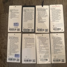 Lululemon Store Tags Only JUST THE TAGS Small XS Lot Of 8 Sizes 4 6 Pants Bras