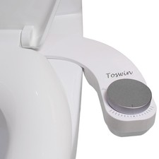 Ultra Slim Left Handed Bidet Attachment Dual Nozzle Adjustable Silver Knob
