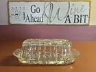 Vintage Anchor Hocking Star of David Cut Glass Butter Dish with Lid