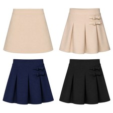 Kids Girls Pleated Holiday Skirt Stretchy Uniform Stage Schoolwear High Waist