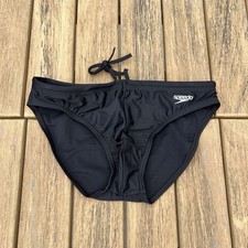 Speedo Men Black solar swim brief bikini swimsuit Swimwear beach diving training
