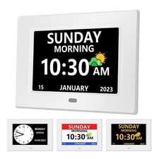 7 Inch Clock with Day and Date for Elderly Large Display Digital Clock12 Alarm