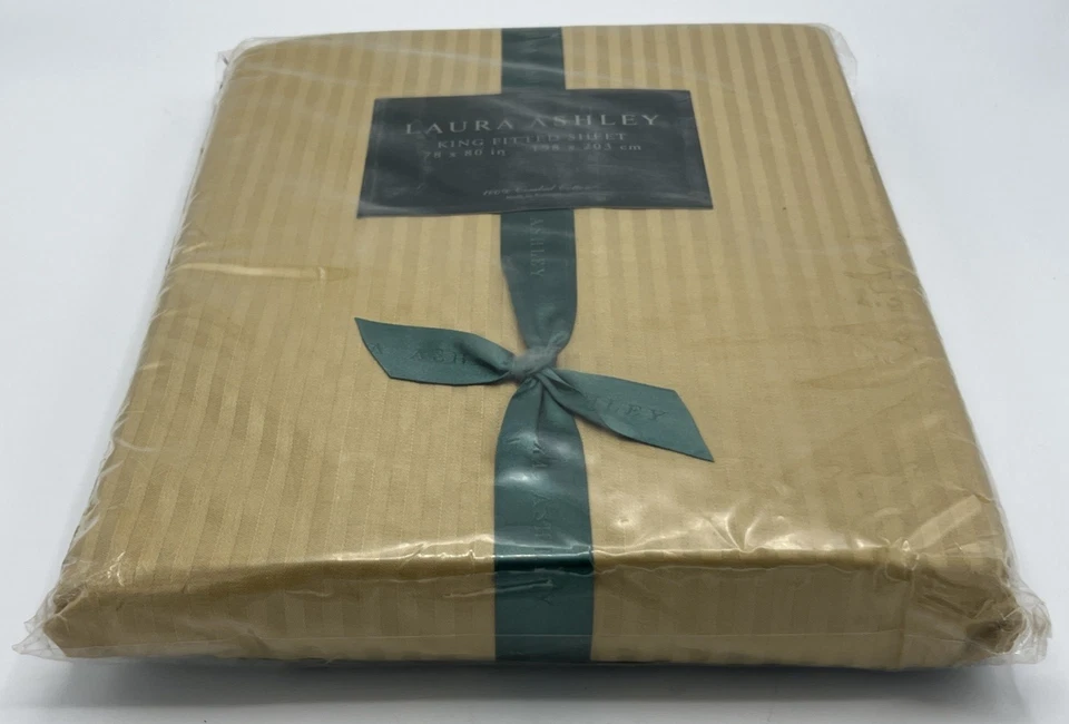 Sábana Ajustable Laura Ashley Gold Stripe King Embalaje Original Foto 2 de 4