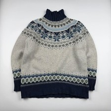 Vintage 90’s Icelandic Nordic Chunky Wool Hand Knit Jumper Women’s M Fair Isle