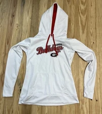 J. America Georgie Bulldog Hoodie Sweatshirt  White Size Medium