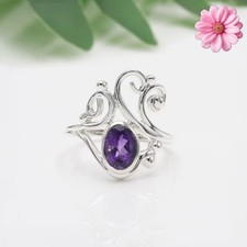 Amethyst Gemstone 925 Sterling Silver Ring Handmade Jewelry Ring Gift For Love