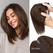 8X11.5 Clip in Human Hair Topper for Thinning Hair Hairpiece Lace Base with Bang
