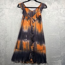 Sugar Lips Women's Orange Tie Dye Mini Dress Ruffle Hem Size M NWOT