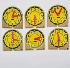 Vintage Judy-Instructo Mini Clocks Class Set Of 6 Wooden Clocks