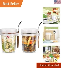 Chic Glass Storage Jar for Overnight Oats & Salads - 16 oz Portable Container