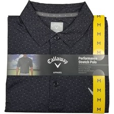 Callaway OptiDri Geometric Polo Shirt Mens Medium Black Golf Performance Stretch