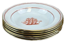 Spode Trade Winds Rim Soup Bowl Ship Erin of Salem 8" W128 England - Set of 6