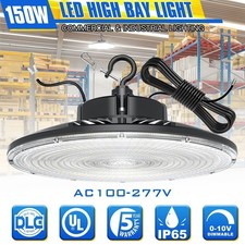 150W LED UFO High Bay Light Fixture Dimmable Commercial Warehouse Shop Barn Lamp