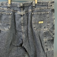 Vtg Wrangler Mens Carpenter Jean Shorts Cargo Denim Size 44 Blue Pockets Baggy