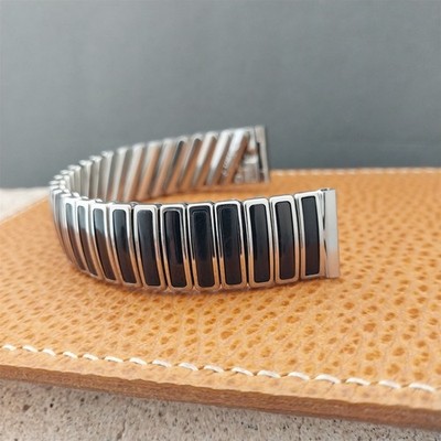 5/8'' JB Champion Stainless Steel & Black nos 1950s Vintage Watch Band