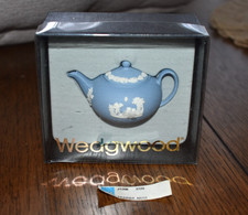 Vintage Wedgewood Blue Jasperware Miniature Teapot 1 7/8" Tall