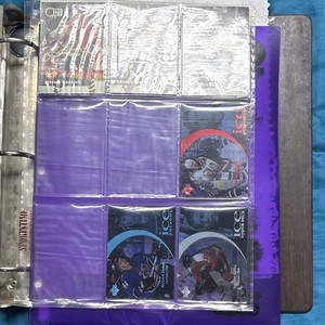 SPORTSTIME 3-Ring Trading Card Binder w/ 6 cards Pocket Pages, Clear/Purple
