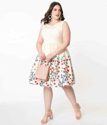ModCloth Unique Vintage Collectif Red Floral Candice Swing Dress UK 18 US 14 XL