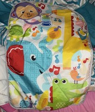 Fisher Price Deluxe Kick  Play Piano Gym Replacement Mat Jungle Blue Elephant