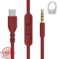 USB C to 3.5mm Audio Cable Red for Beats Solo/Studio Headphones