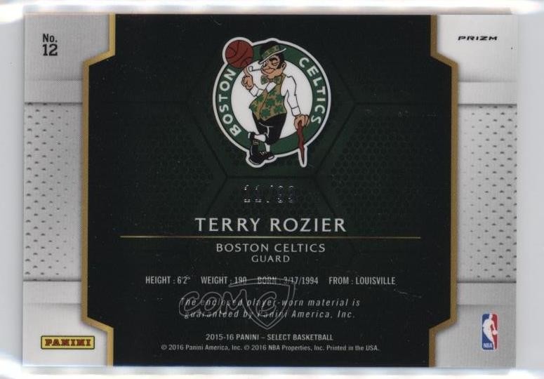 Terry Rousier Stats 2015 Panini Select Rookie Swatches Purple Prizm 11/99 Terry Rozier #12 ...
